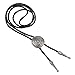 AZORA Bolo Tie for Handmade Round Flower Shape Mens Bolo Tie Silver Flower Rodeo Leather Necktie Bolo Necklace