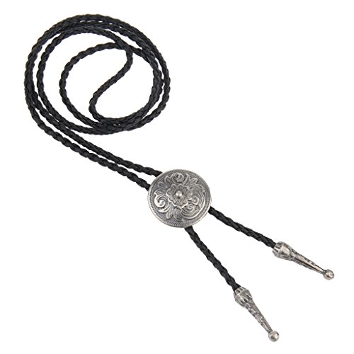 LIANCHI Western Black Bolo Tie for Men and Women,Native American Leather Bolo Tie String