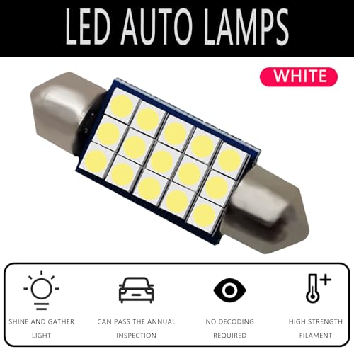 2 Pcs Led Car Bulb 1.6in 2835 Led Dome Light 6500K miniatura 4