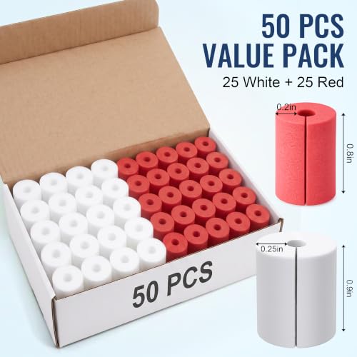 Image of 50 Pcs Foam Inserts for Washing Machine Suspension Rods | 25 Red & 25 White, Compatible with Samsung & Other Top Load Washers, DIY Repair Kit for Washer Shaking and Noise Reduction