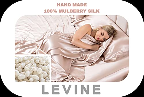 L E V I N E Women 100% Soft Handmade Silk Pajama Set V-Neck Button Short Sleeve Longwear Pants Sleeping Dress #TOP3