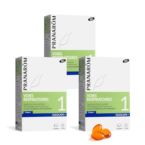 PRANARÔM - Oléocaps 1 - Voies Respiratoires - Aux Huiles Essentielles Ciblées - Origan Vulgaire Et Citron - 100% Naturelle Et Bio - HECT - 30 Capsules Prédosées - Lot de 3