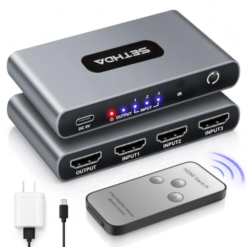SETHDA 3-In-1 4K@60Hz HDMI Switch Splitter w/ Remote - image 1