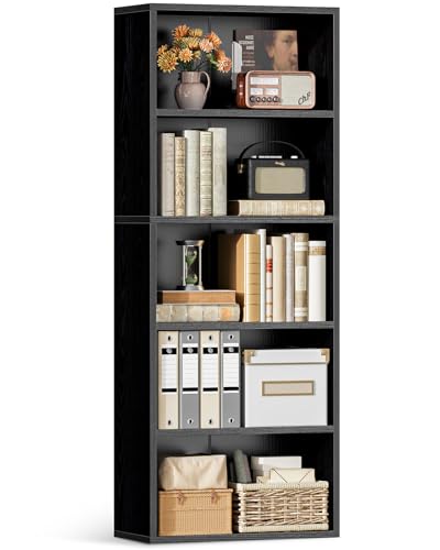 Casaottima 5-Tier Open Bookshelf and Bookcase, Floor Standing Display Storage Shelves for Living...