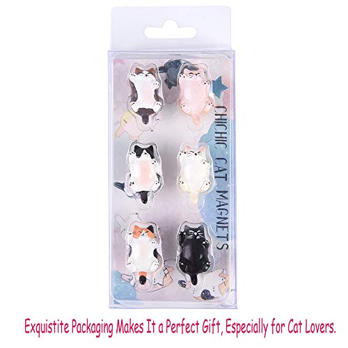 Set de 6 imanes decorativos para refrigerador en forma de gato miniatura 2