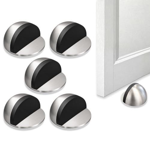 Topes para Puertas Suelo, Cuñas para puertas PVC, 5 Unidades Plateadas
