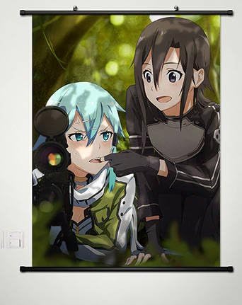 Póster de anime Sword Art Online 2, decoración del hogar, póster de pared, pintura de tela Janpan, arte Cosplay Sinon, Yuuki Asuna, Kirigaya Kazuto,
