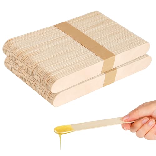 elzle 100 Pièces Spatule à Épilation, 5.9 Inch Spatule Bois pour Cire en bois pour épilation à la cire chaude, applicateur de cire, pour le Visage, le Corps, les...