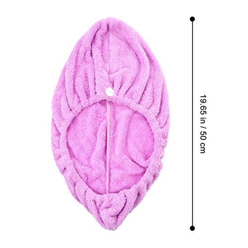 Lurrose Toalha de Cabelo de Lã Coral Envolve Com Botão para Mulheres Cabeça de Turbante de Secagem R