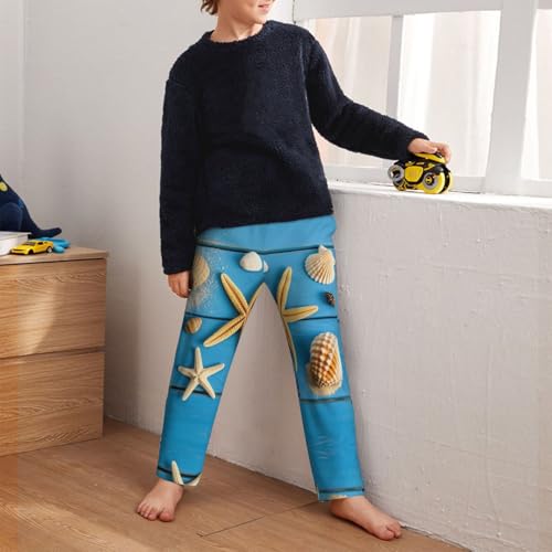 Pajama Pants Pajama Bottoms with Elastic Waistband Sleepwear Lounge PantsStarfish Shell Wooden Background4