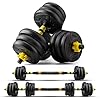 zybeauty-Adjustable-Dumbbells-44Lbs20kg-Weight-Set-Dumbbells-to-Barbells-with-Connecting-Rod-Non-Slip-Handles-Home-Gym-Equipment-for-Men-and-Women-Workout-Exercise-Training zybeauty Adjustable Dumbbells Weight Set 44LBS(20KG),Weights Dumbbells Set with Connecting Rod can be Used as Barbells,Free Weights 2-in-1 Set,Home Fitness Gym Workout Equipment for Men and Women