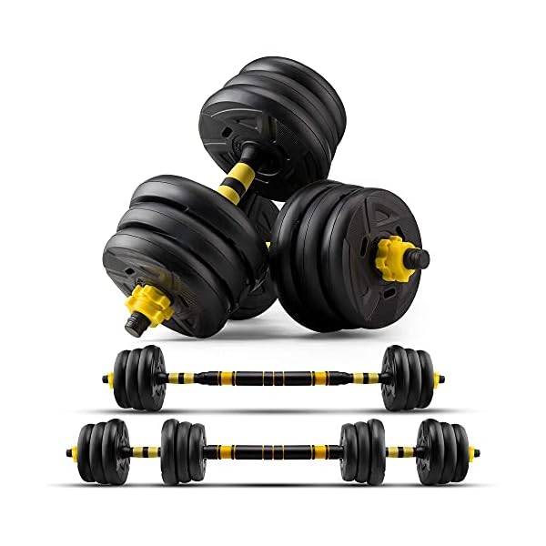 zybeauty-Adjustable-Dumbbells-44Lbs20kg-Weight-Set-Dumbbells-to-Barbells-with-Connecting-Rod-Non-Slip-Handles-Home-Gym-Equipment-for-Men-and-Women-Workout-Exercise-Training zybeauty Adjustable Dumbbells Weight Set 44LBS(20KG),Weights Dumbbells Set with Connecting Rod can be Used as Barbells,Free Weights 2-in-1 Set,Home Fitness Gym Workout Equipment for Men and Women