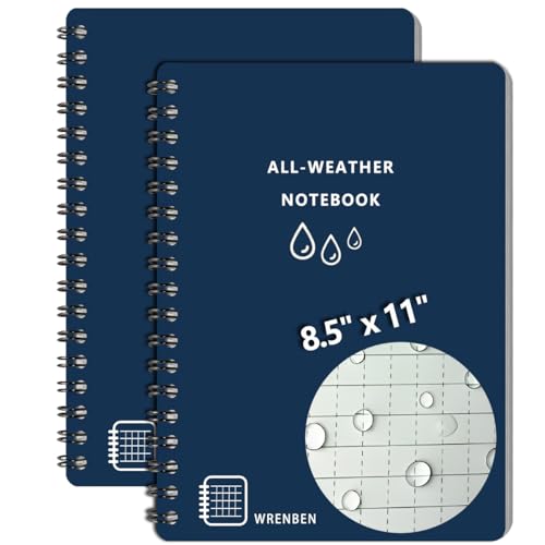 WRENBEN 2PCS Large Weatherproof Stone Paper Spiral Notebooks...
