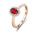 Aeici Bague Or Rose Fine 18 Carats 750,0.5ct Ovale Forme Rubis 0.11ct Diamant Bague Mariage pour Femme Taille 46 Bague Or Rose