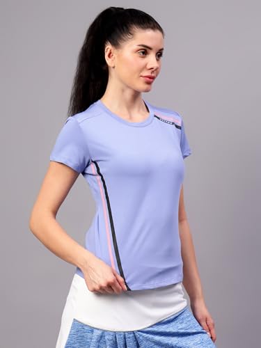 Image of Vector X Women's Plain Round Neck T-Shirt, Half Sleeves, Regular Fit, 80% Polyester 20% Spandex Lightweight Casual Sportswear Shirt Ideal for Gym Fitness Workout, Running, Yoga & Training