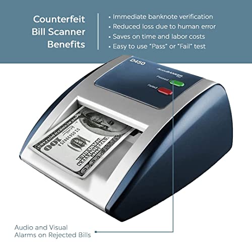 Accubanker D450 Counterfeit Money Checker Machine, Magnetic, Infrared, Watermark And Micro-Printing Detection In Less Than 1 Second With Audible And Visual Alert For Suspicious Bill #TOP1