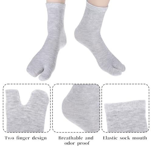 6 Pairs Flip Flop Socks, Elastic Tabi Split Toe Socks Wicking Cotton Sock Non Slip Toe Sock for Women Men4