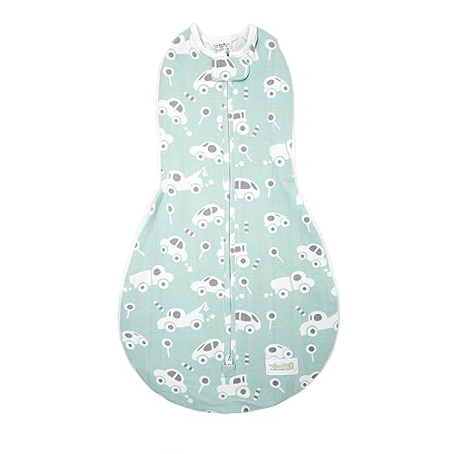 Woombie Grow with Me Baby Swaddle , Convertible Swaddle Fits 0-9 Months, Expands to Wearable Blanket for up to 18 Months, Buzzy Cars
