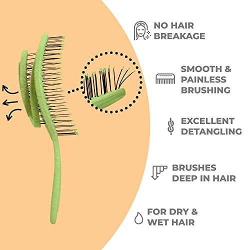 Ninabella Organic Detangling Hair Brush For Women, Men & Children - Does Not Pull On Hair - Hair Straightening Brushes For Straight, Curly & Wet Hair - Unique Spiral Hairbrush #TOP1