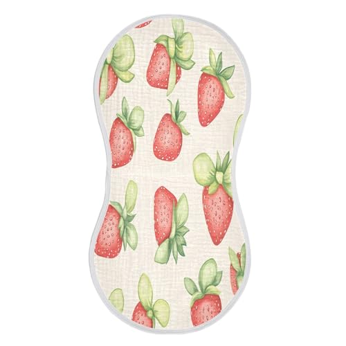 Strawberries Plant Burp Cloths Cotton Baby Washcloths,Large 22x11in Burping Cloth Absorbent and Soft for Newborn Baby Boys and Girls,4 Pack