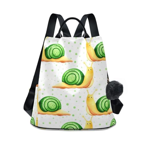 Sac à dos avec motif escargots mignons femme sac à dos antivol avec pompon voyage