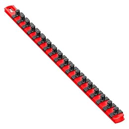 Ernst Manufacturing 18-Inch Socket Organizer with 18 3/8-Inch Twist Lock Clips, Red (8401-Red-3/8)