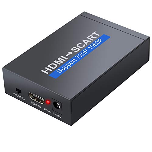 Convertisseur HDMI vers péritel SCART 1080P Adaptateur de sortie péritel Entrée HDMI 1.3 avec câble péritel 1.5 m Adaptateur secteur 5V1A Vidéo composite HD stéréo pour TV DVD SKY HD Blue Ray DVD