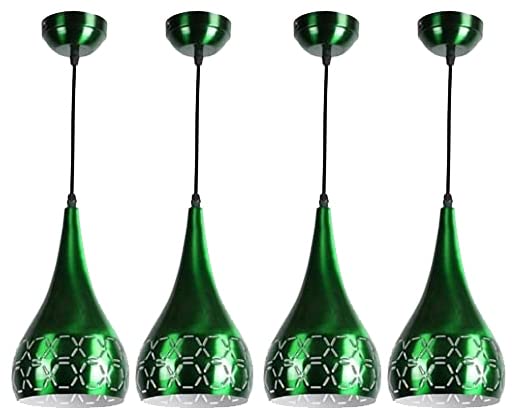 Image of GreyWings Metal Cut Hanging Light Ceiling Pendant Lamp, 6 inch Small, Green, Pack of 4