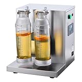 Coctelera eléctrica para té con leche, 340 rpm, automática, con dos tazas y portavasos, altura ajustable, temporizador de 1 a 120 s, acero inoxidable, ideal para cócteles, café