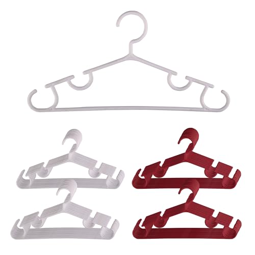 Image of Kuber Industries Pack of 40 Hangers | Multi-Purpose Hangers for Wardrobe-Almirah-Cabinets-Closet | Plastic Cloth Hanger for Trouser-Skirts-Coat-Dresses-Ties | 103 | White & Maroon