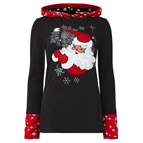 Joe Browns Sudadera con Capucha Festiva de Papá Noel con Estampado de Copo de Nieve Blusas para Mujer