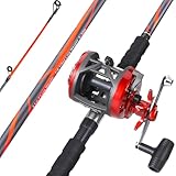 Sougayilang Progressive Glass Fishing Pole Conventional Reel Combo Medium Heavy for Catfish Salmon and Steelhead-7'0' (Red- Right Handed)