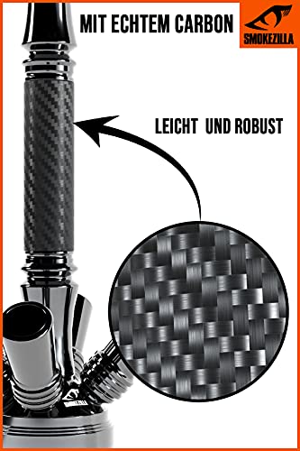 Smokezilla® IRYS Shisha Edelstahl 66 cm I Wasserpfeife Komplettset mit Kaminkopf Kaminaufsatz Kopfsieb Kohlezange I… – Bild 4