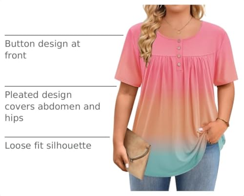 Image of IN'VOLAND Plus Size Tops for Women Short Sleeve Shirts Dressy Casual Tunics