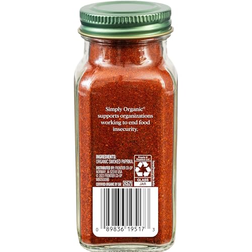 Simply Organic Smoked Paprika, 2.72 Ounce, Oak Wood Smoked & Ground Spanish Paprika, Deep Smokey Flavor, Kosher