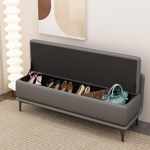 Tabouret de rangement banc chaussures entrée chambre avec grand coffre - 5