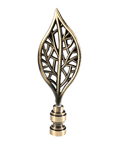 Image of Royal Designs, Inc. Decorative Leaf Lamp Finial, Antique Brass - Pack of 1