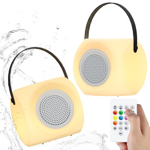 FUYO 2 PCS Outdoor Table Lamps with Speakers,Waterproof Shower Lamp