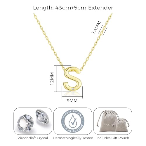 Philip Jones Gold Plated Initial Necklaces A to Z Created with Zircondia® Crystals - Image 5