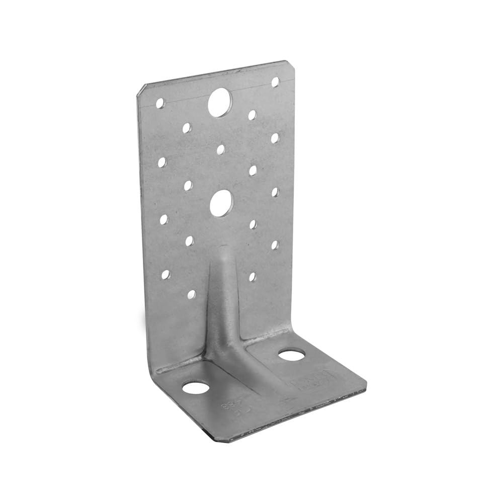 Screws City Silver 145Mm X 70Mm X 90Mm Galvanised Heavy Duty With Reinforcment Angle Brackets For Wood 2.5Mm Thick Timber Steel Zinc Plated Steel Kp8 (Pack Of 20) L12-K12abc