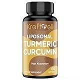 Liposomal Turmeric Curcumin Supplement 2200 mg with Black Pepper Extract 15 mg for High Absorption and Joint Function, 60 Softgels for Adults