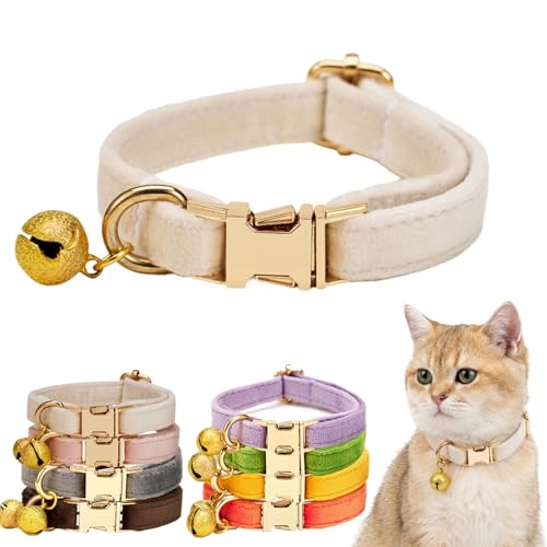 New Cat Collar with Bells, Soft Polyester Kitten Collar, Heavy Duty Metal Buckle for Small Medium Cats,Adjustable 7.09-11.81Inch