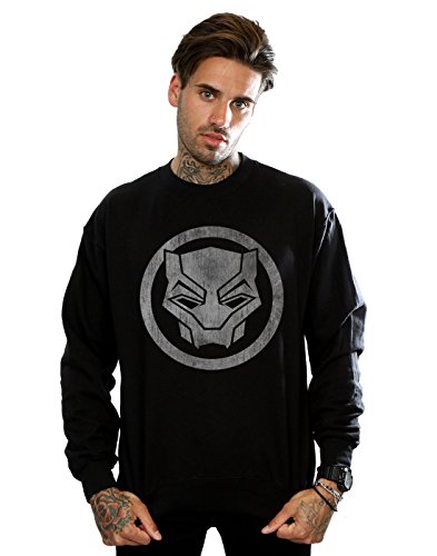 Image of Marvel Men's Black Panther Distressed Icon Sweatshirt Black Large