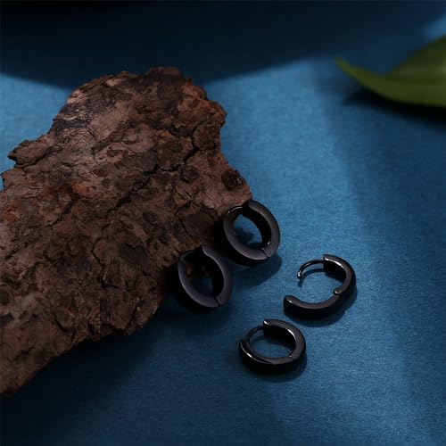 Jstyle 4 Pairs Hypoallergenic Stainless Steel Earrings For Sensitive Ears Simple Stud and Hoop Earrings Huggie Earring Set 18G4