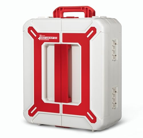 Large First Aid Kit for Business- Plastic Wall Mounted First Aid Box,Hard Case First Aid Kit, Emergency Kit for Car,Home,Offices - 408 Piece