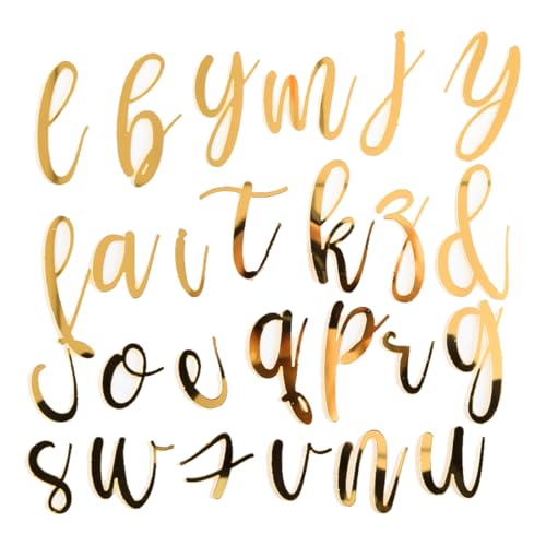 COYUN 52 decoraciones de letras para tartas, decoraciones acrílicas doradas para tartas de cumpleaños, Pegatinas Acrílicas de Letra para Tarta Cumpleaños Fiesta Oro 2 Kit A a Z, 1mm