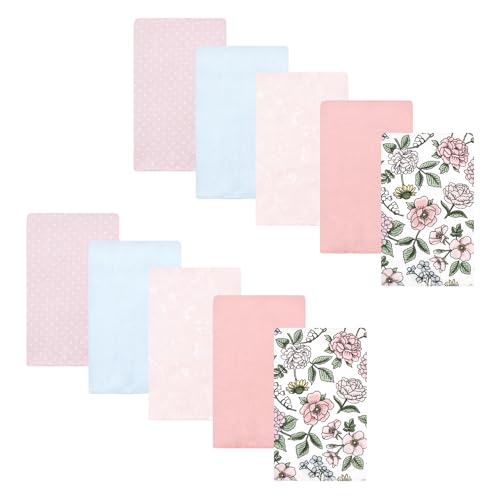 Hudson Baby Unisex Baby Cotton Flannel Burp Cloths, Vintage Blossom 10 Pack, One Size