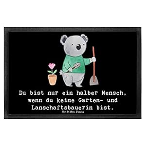 Mr. & Mrs. Panda 40 x 60 Fußmatte Garten- und Landschaftsbauerin mit Herz – Geschenk, Vorleger, Gartenbau, Abschied…