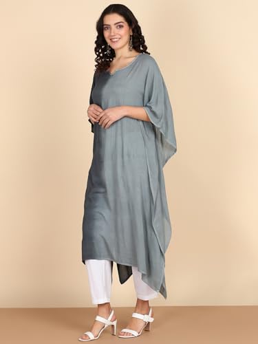 Image of Maaesa Women Handcrafted Tie & Dye Rayon Crepe Kaftan Dress | Casual Wear | Flowy Kaftan Style | Lightweight & Breathable Fabric