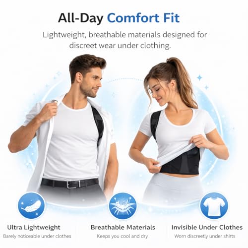 Image of ANTIL'S X-Cross Posture Corrector - Adjustable Back Straightener Belt for Men & Women, Neoprene Shoulder & Back Support Brace, Clavicle & Spine Alignment, Universal Size